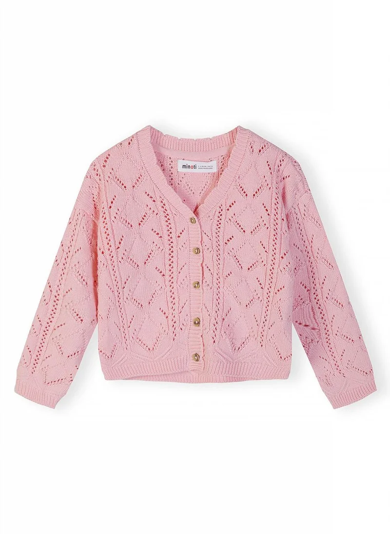 مينوتي Girls pointelle knit cardigan light pink 3m-7y